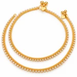Women's Gold-Tone Cubic Zirconia Double-Layer Payal Set with Heart Charm