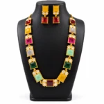 Women's Multicolor Gold-Tone Necklace & Earrings Jewellery Set – Statement Ethnic Party Wear Set