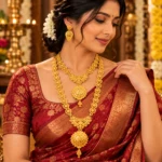 Women's Traditional Gold-Tone Long & Short Necklace Set with Matching Earrings
